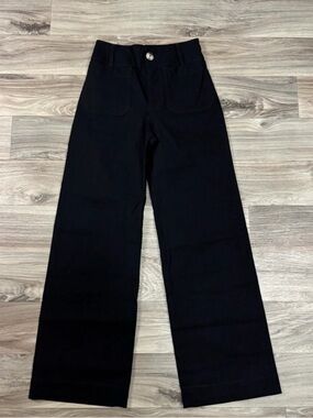NWT Anthropologie Maeve The Colette Full Length Wide Leg Pant in Black Size 23P
